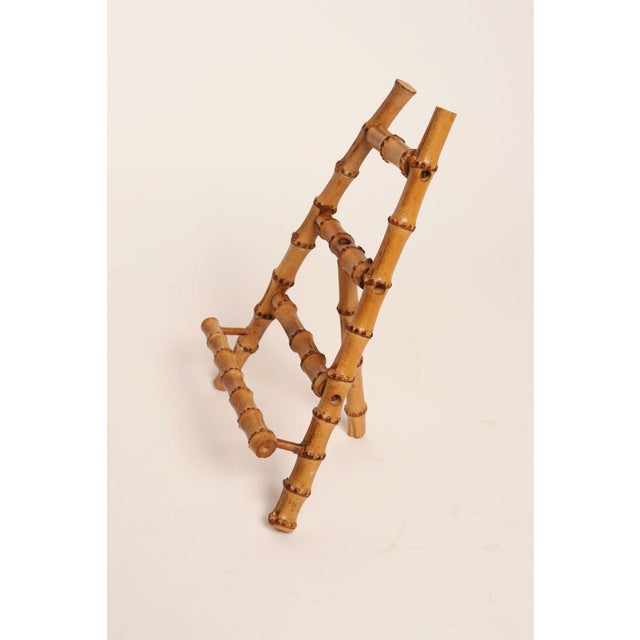 Vintage Diminutive Scorched Bamboo Tabletop Easel / Picture Display For Sale - Image 4 of 18