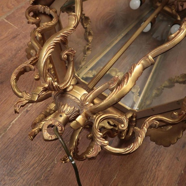 French Rococo Revival Gilt Lantern Pendant, 1940s For Sale - Image 4 of 10