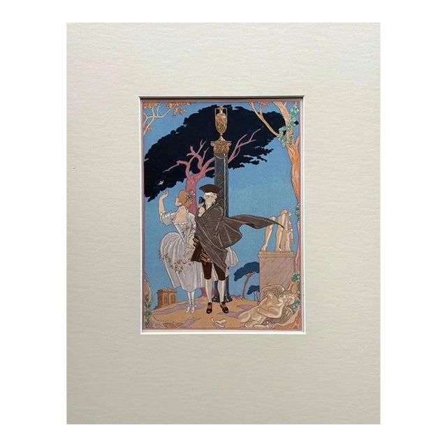 Original George Barbier 1928 Hand-Colored Pochoir Print: "L'Amour par Terre" For Sale