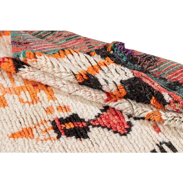 Vintage Tribal Ivory Moroccan Wool Scatter Rug For Sale - Image 10 of 10
