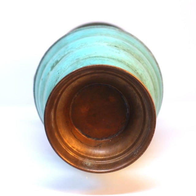 French Country Vintage Mexican Copper Vase For Sale - Image 3 of 4
