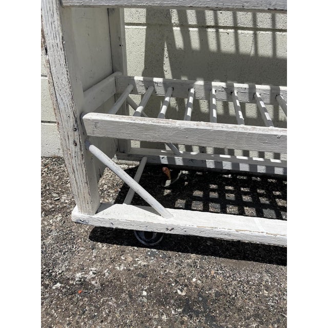 Wood Antique Cobblers Rack Wood Rolling Planter Rustic Kitchen Storage Shelves For Sale - Image 7 of 10