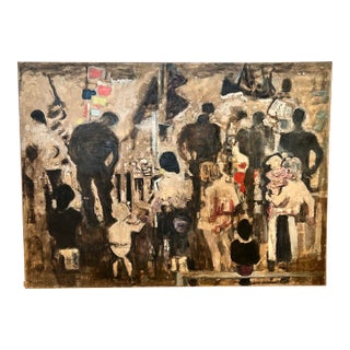 1960s Large Scale “Sur La Port” Oil on Canvas Painting by Alexandre Garbell For Sale