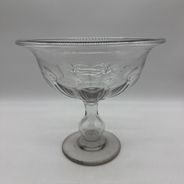 Rare Antique Blown Flint Glass Compote, Pittsburgh, Circa 1830s For Sale - Image 4 of 18
