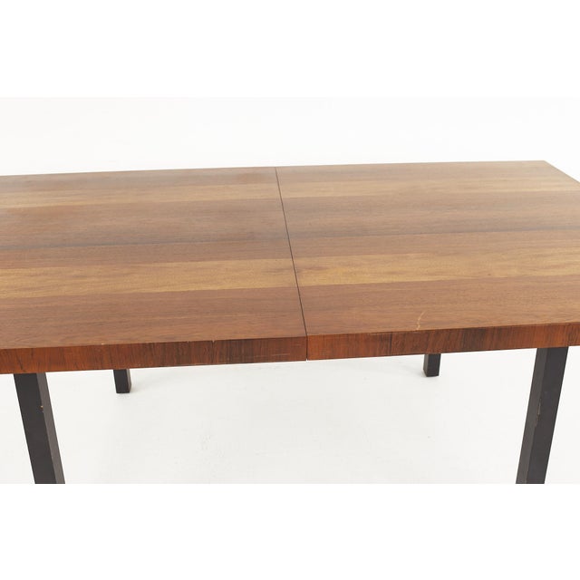 Milo Baughman for Directional Mid Century Multi-Wood Dining Table With 2 Leaves For Sale In Chicago - Image 6 of 10