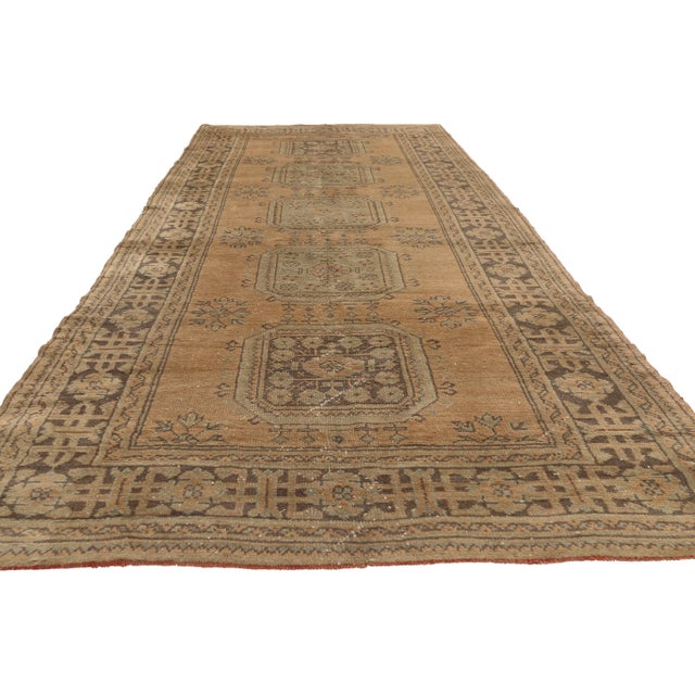 Contemporary Vintage Turkish Oushak Rug, 04'10 X 12'03 For Sale - Image 3 of 11