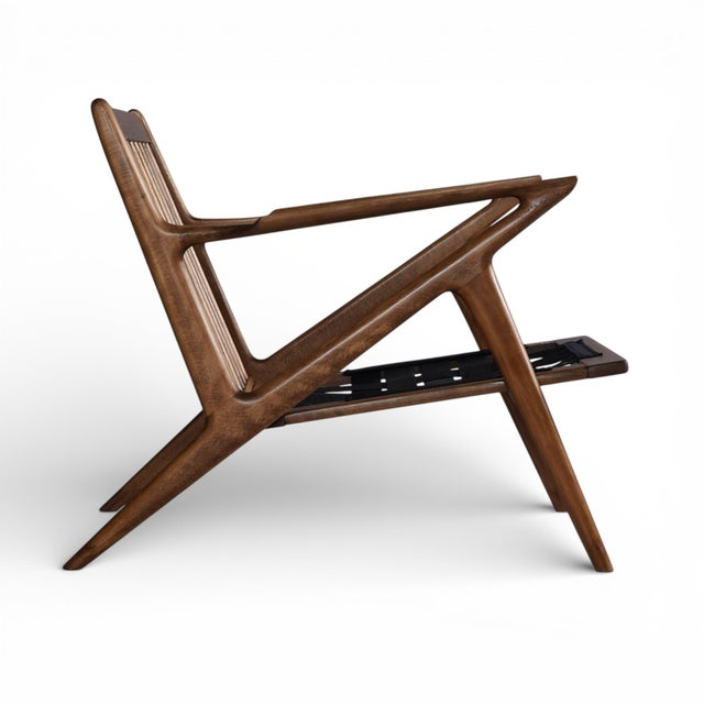 Black Restored Poul Jensen for Selig Danish Z Chair Black Leather 1950s For Sale - Image 8 of 16