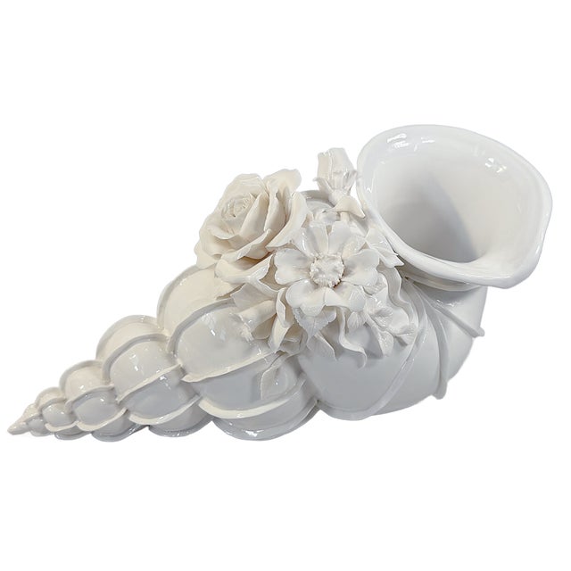 Ceramic 1980's Castilian Imports Large White Porcelain Shell Planter / Figural For Sale - Image 7 of 7