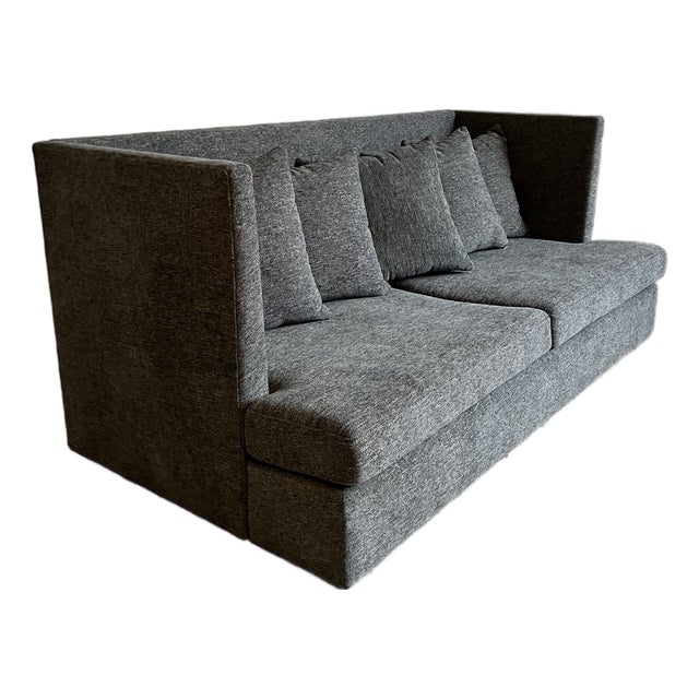 Newly Upholstered Mid Century Shelter Sofa by Milo Baughman for Thayer Coggin For Sale