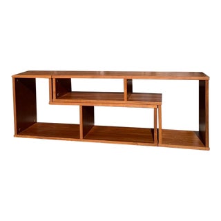 1970s Teak Mid-Century Interlocking 2 Pc. Wall Unit For Sale