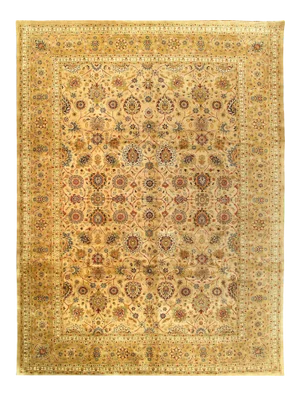 Beige Fine Hand Knotted Tabriz 10' X 13'9''