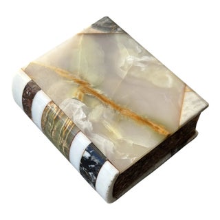 Antique Grand Tour Trompe l'Oeil Marble Book Paperweight, Circa Early 20th Century For Sale