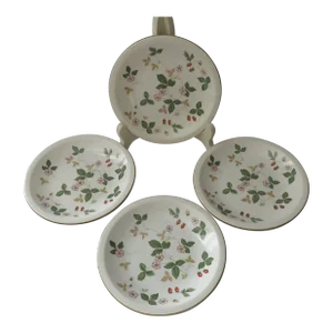 1960s Wedgwood Wild Strawberry Earthenware Bread/Dessert Plates, England- Set of 4