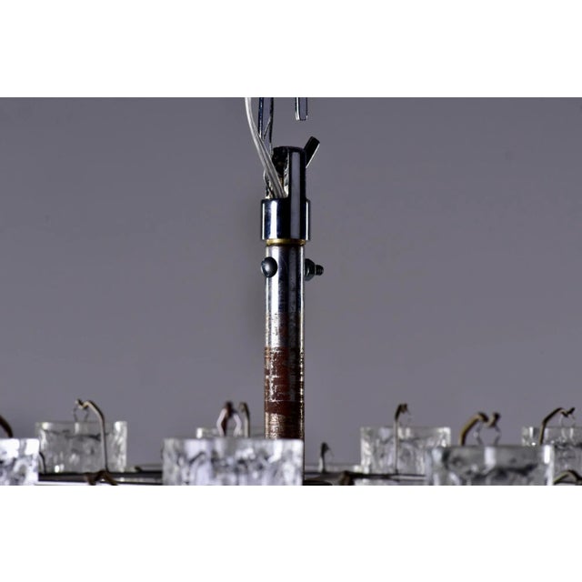 Transparent Mid Century Italian Three Tier Tronchi Glass Chandelier For Sale - Image 8 of 12