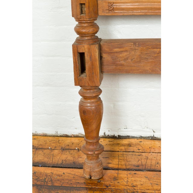 Brown Mid 20th Century Indonesian Carved Scrolling Foliage & Petite Balusters Headboard For Sale - Image 8 of 11