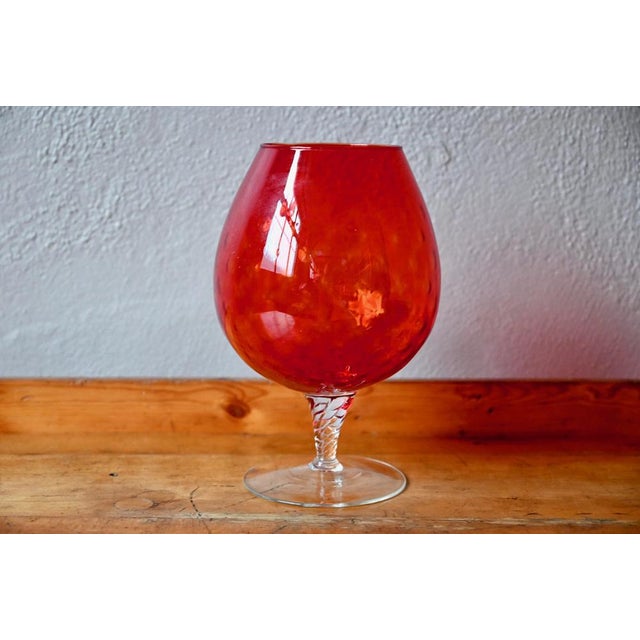 Large Regency Empoli Faceted Glass Chalice Vase, 1970s For Sale - Image 6 of 7