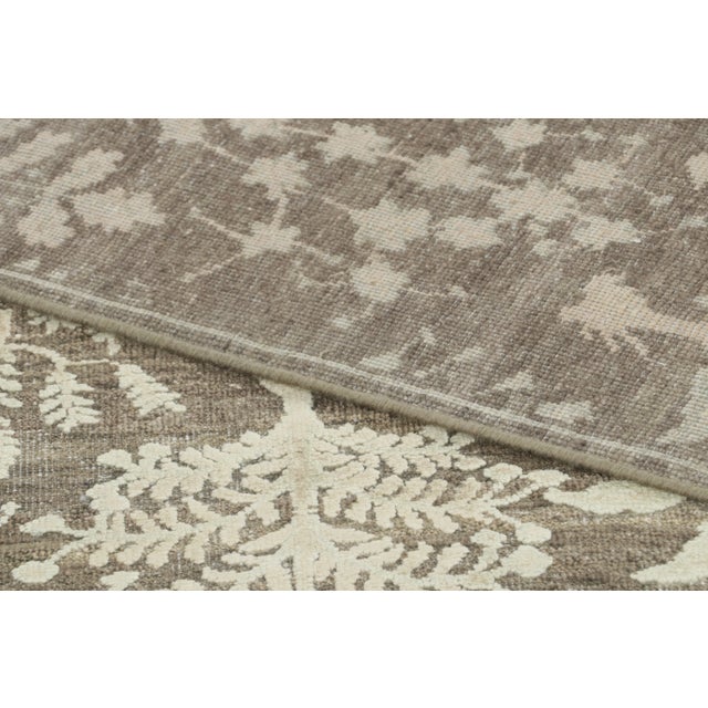 Textile Contemporary Block Print Floral Natural Silk Rug by Rug & Kilim, India For Sale - Image 7 of 9