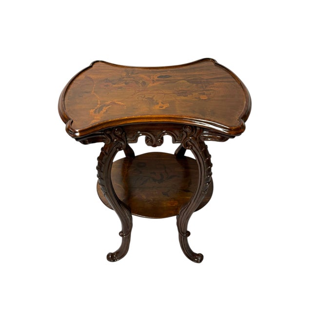 Brown Pair of French Art Nouveau Louis Majorelle Style Inlaid Side Tables For Sale - Image 8 of 10