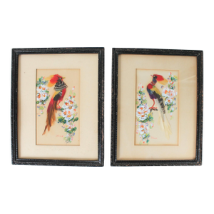 Vintage Mexican Feather Art Bird Wall Hangings