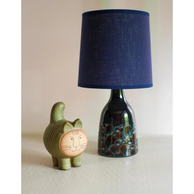 Blue Mid-Century Modern Pottery Table Lamp with Candy Glazing from Söholm, Denmark., 1960s For Sale - Image 8 of 13
