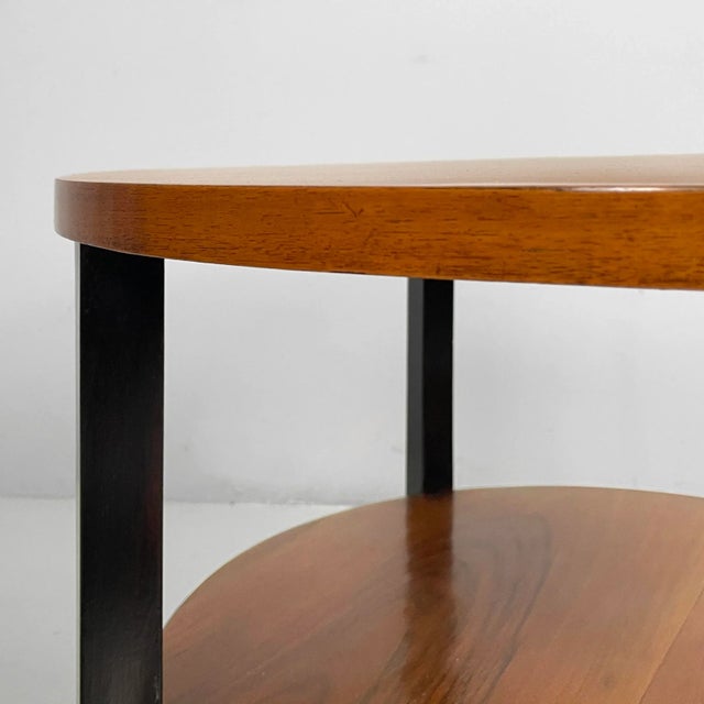 Art Deco Italian Double Shelf Round Coffee Table in Wood, 1930s For Sale - Image 6 of 12