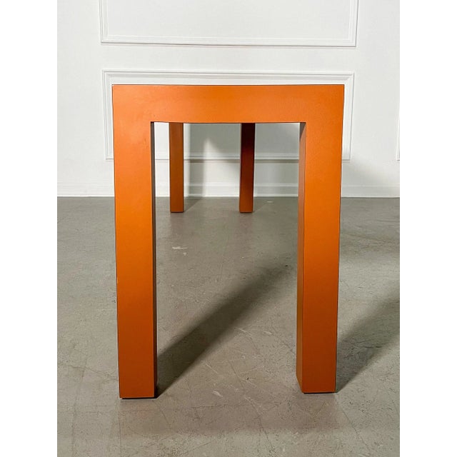 1970s 1970's Hermes Orange Laminate Parsons Console Table For Sale - Image 5 of 9
