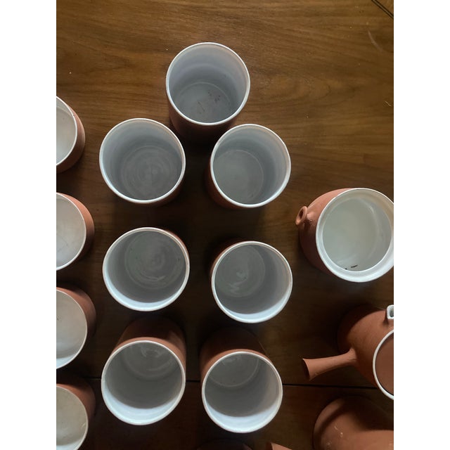 1990s Mid Century Modern Terracotta Coffee Set With Cups and Pots - 20 pcs For Sale In West Palm - Image 6 of 6