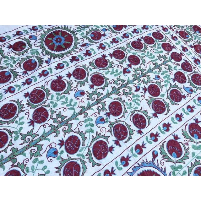 1990s Handmade Pomegranate Tree Desing Crochet Suzani Tapestry For Sale - Image 5 of 6