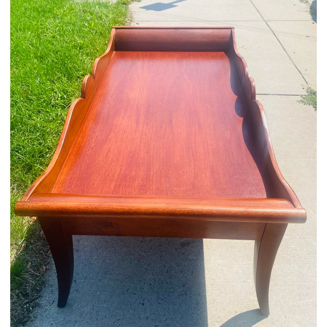 Vintage Solid Cherry Wood Gallery Style Coffee Table. Chairish