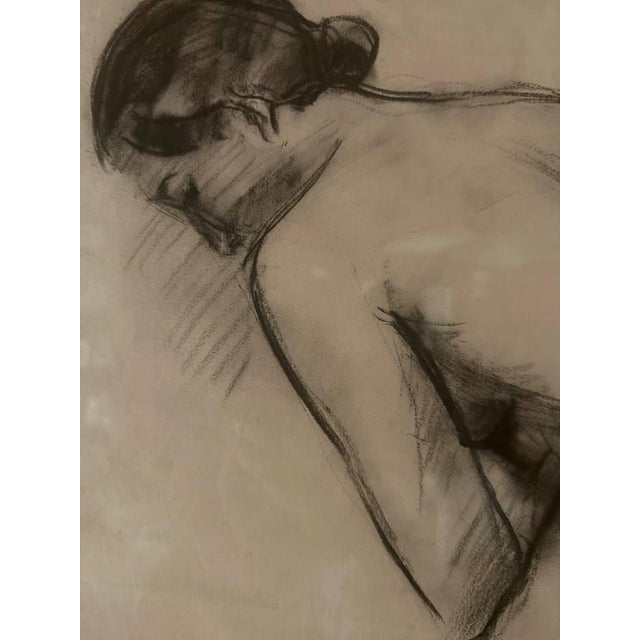 Carl Felkel, Female Nude Charcoal Drawing, Chalk and Charcoal, Framed For Sale - Image 5 of 9