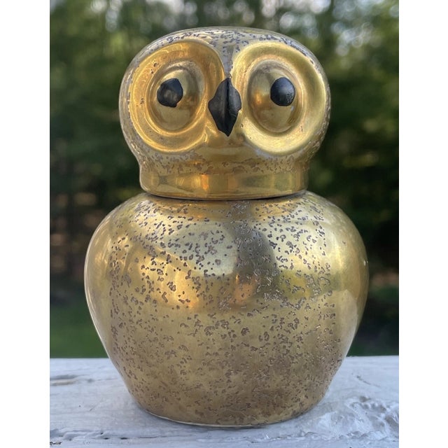 Ceramic Rare Antique Art Deco Japanese Noritake Porcelain Figural Owl Inkwell Gilt For Sale - Image 7 of 12