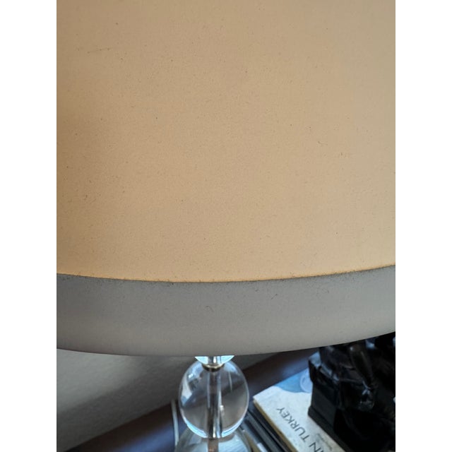 Elegant and timeless, this vintage Mitchell Gold + Bob Williams table lamp features a refined stacked glass sphere design...