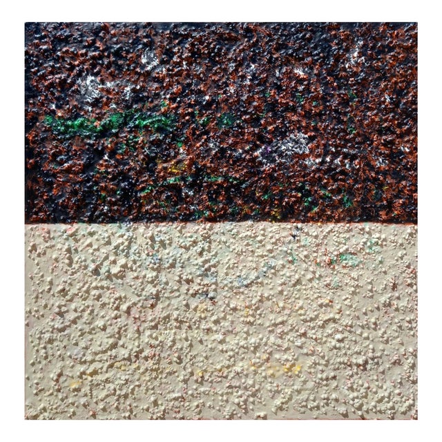 35.4" X 35.4" Contemporary Neutral Palette Minimalist Square Textured White / Cream and Black Painting by Diane Grant - Unique Piece / Earth Tones For Sale - Image 6 of 7