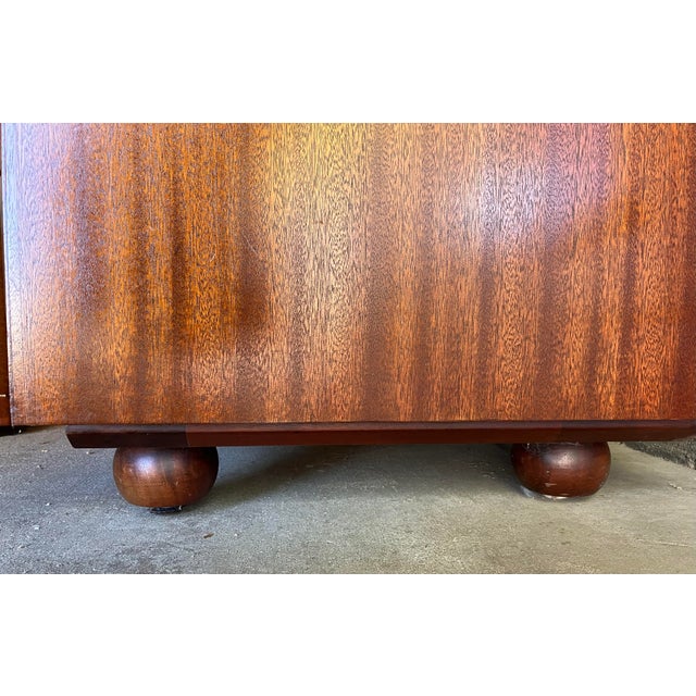 1980s Hickory Kaylyn "Gear" Mahogany & Birdseye Maple Bar Cabinet Storage Cabinet and Foot For Sale - Image 6 of 16