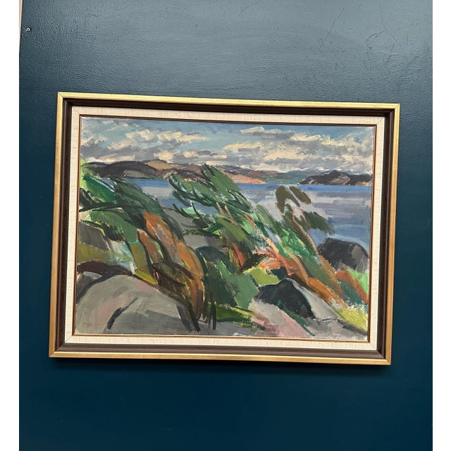 Swedish School, Rocky Shoreline, 1950s, Oil on Canvas, Framed For Sale - Image 17 of 18