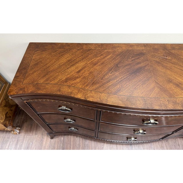 Wood Universal Furniture Transitional Burled-Finish Dresser With Mirror For Sale - Image 7 of 18