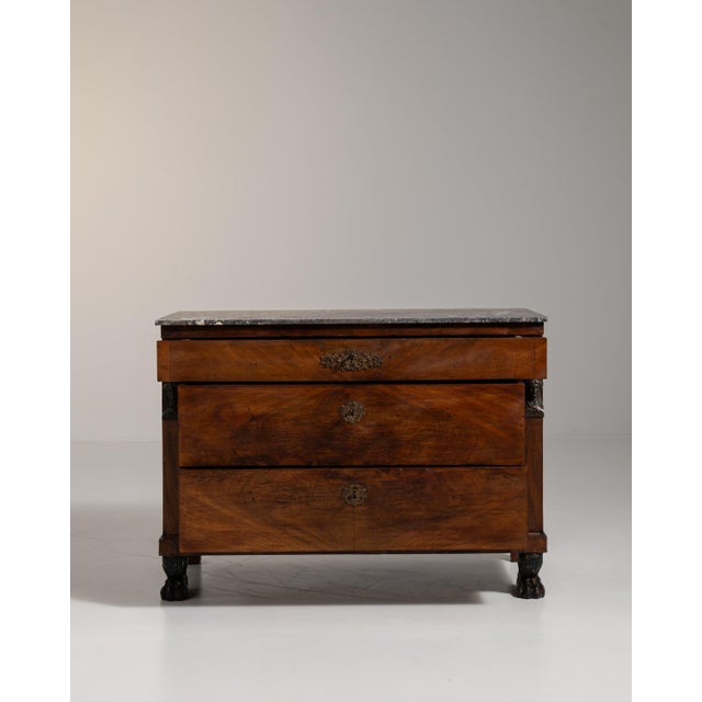 19th Century Antique French Empire Chest of Drawers With Marble Top, Circa 1820 For Sale - Image 5 of 15