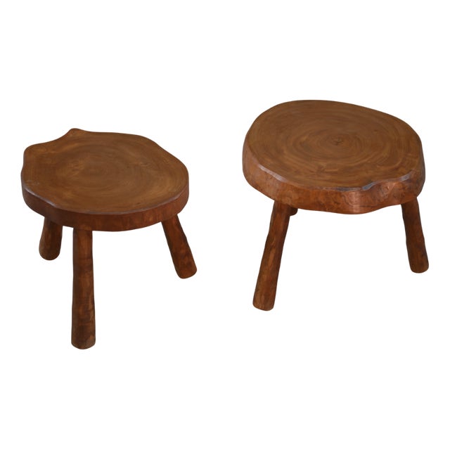 Set of Brutalist Stools in Elm, 1950s For Sale