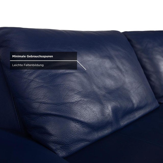Navy Blue Leather 1600 Three-Seater Sofa with Manual Function from Rolf Benz For Sale - Image 9 of 15