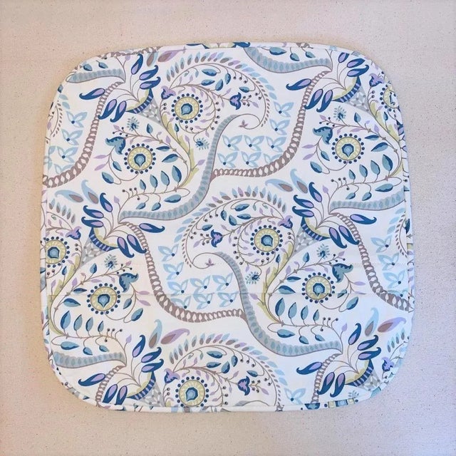 Modern Designer Vicki Payne Free Spirit Aqua Gray Green Ivory Purple Modern Botanical Paisley Leaves Pillow Covers - 3 Piece Set For Sale - Image 3 of 6