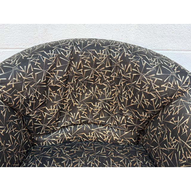 Pair of Mid 20th Century Swivel Club Chairs W/ Abstract Upholstery For Sale - Image 10 of 10