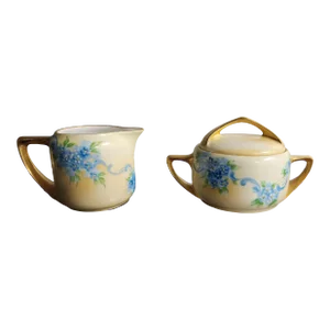 Antique Rosenthal "Donatello" Fine Porcelain Creamer & Sugar Bowl With Lid Set