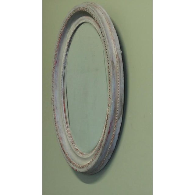 Wood Victorian Oval Overpainted Wall Mirror For Sale - Image 7 of 8