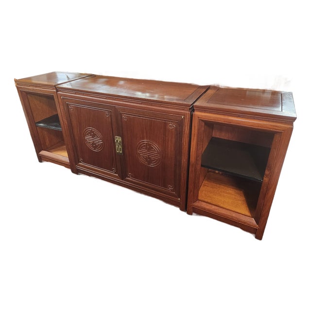 1960's George Zee Rosewood Oriental Style Stereo Cabinet For Sale