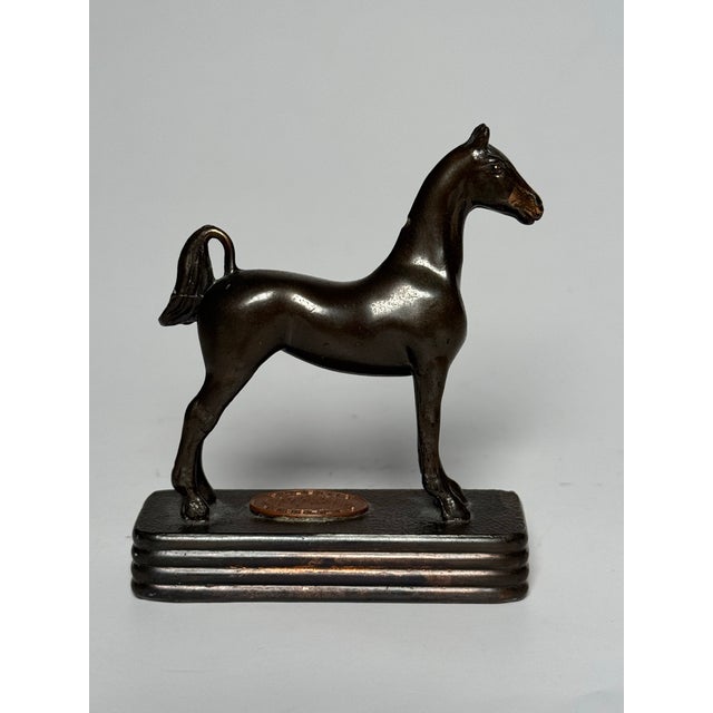English Vintage English Traditional Small Cast Iron Horse Copper/Bronze Finish Figurine For Sale - Image 3 of 11