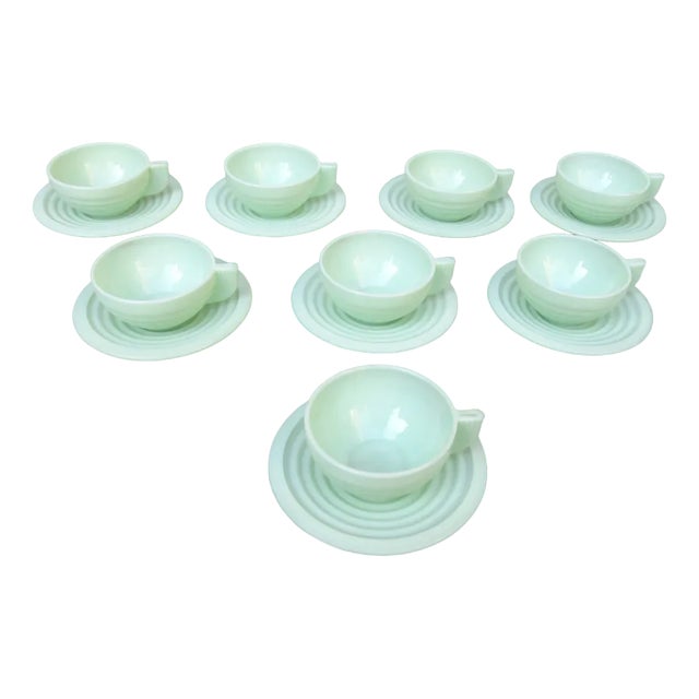 Art Deco Tea Cups and Saucers, 1920s, Set of 16 For Sale