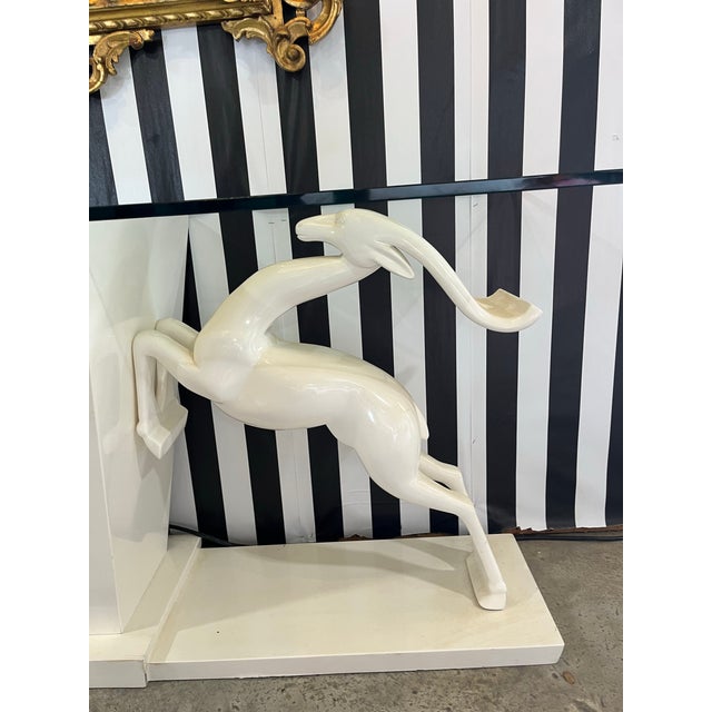 1980s 1980s Hollywood Regency Jumping Gazelle Console Table For Sale - Image 5 of 12
