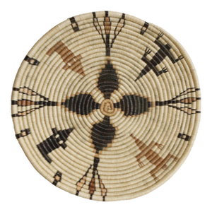 Early 20th C. Hopi Coil Basket Plaque With Geometric Figural Motifs