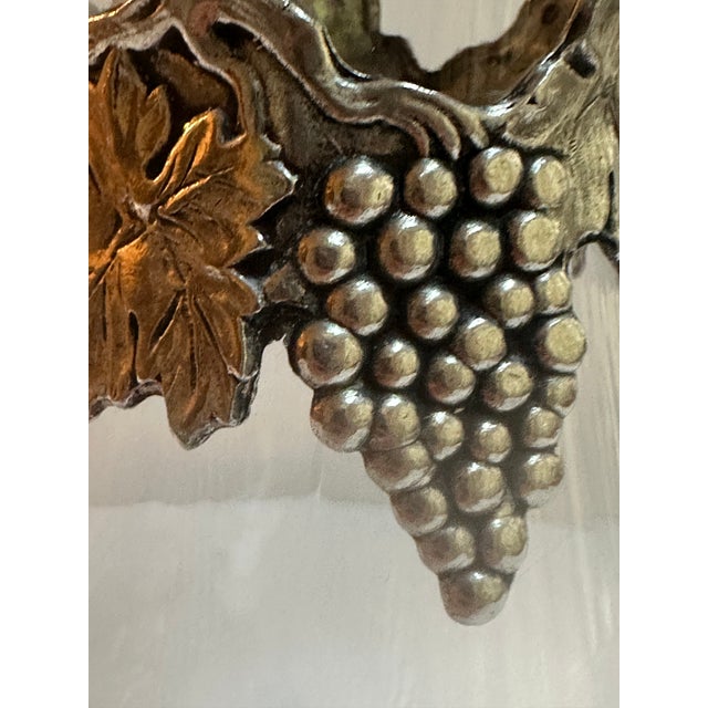 Vintage Glass and Pewter Decanter With Lid and Handle Detailed With Grape Vines Motif Made in Italy For Sale - Image 11 of 14