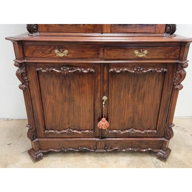 Brown Superb Quality Antique Austrian Two Door Rosewood Bookcase. For Sale - Image 8 of 11